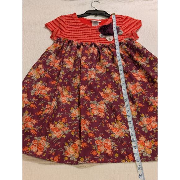 Bonnie Jean Big girls size 16 red floral striped boho short sleeve dress GUC - Picture 9 of 9